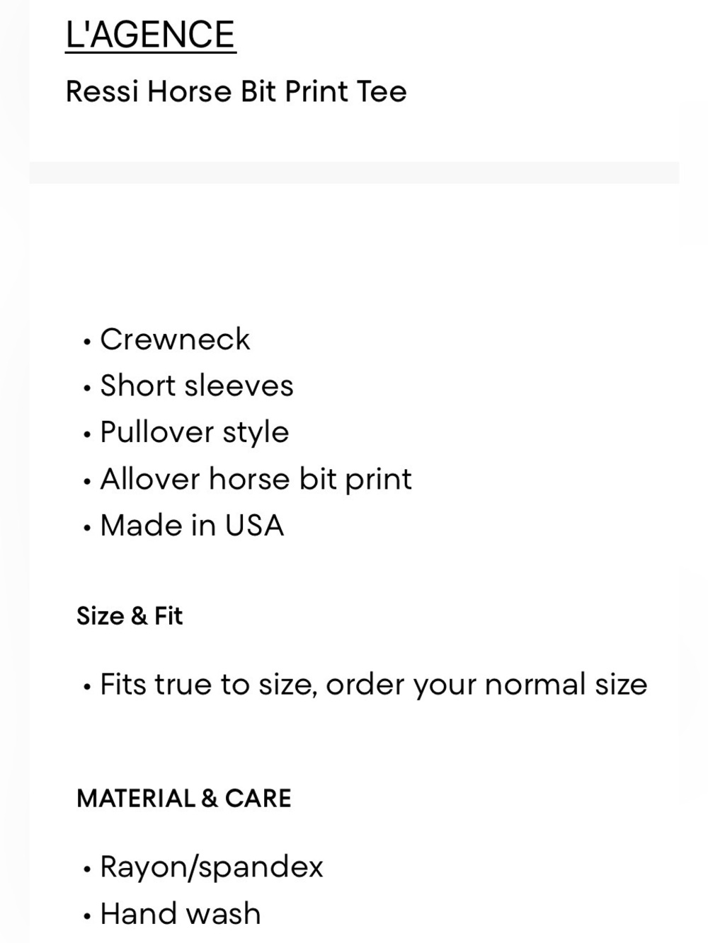 L'AGENCE Ressi Horse Bit Print Tee - Picture 5 of 7
